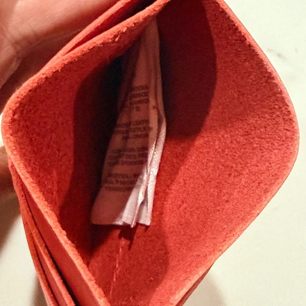 Madewell Orange Red Leather Card Case Wallet Slim Minimalist Unisex Cardholder